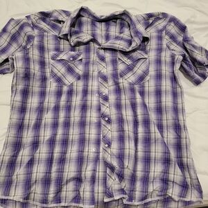 Wrangler Purple and White Plaid Shirt
